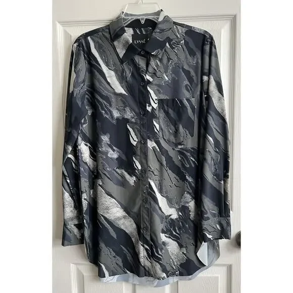 LYSSE Bundle Of 8 Solid Print Button Down Wrinkle Resistant Career Blouses Tops - Picture 13 of 16